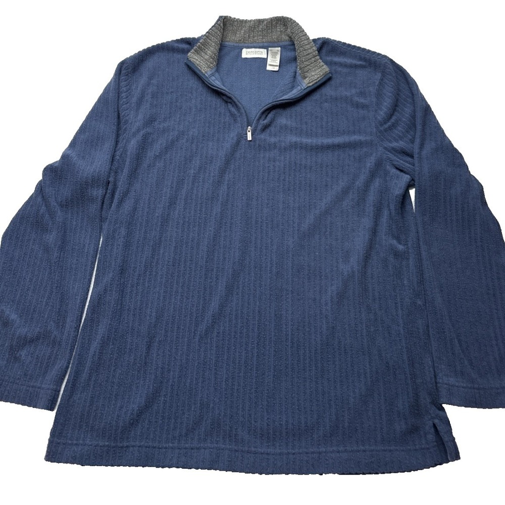 Mens Concepts By Claiborne Blue Ribbed Quarter-Zip Pullover Sweater‎ - Size XL